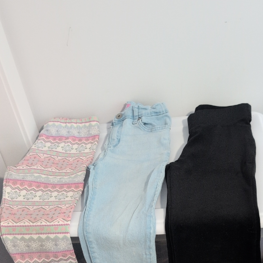 Kids Patterned, Light Blue, and Black Bottoms Set
